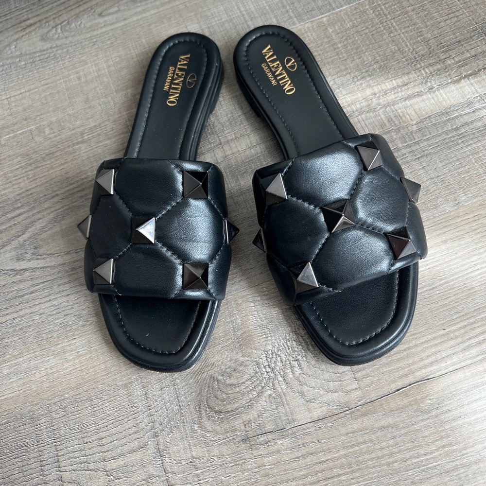 Valentino Black Pyramid Studded Sandals